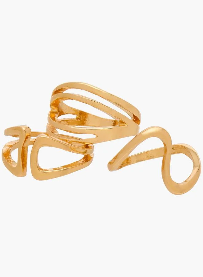 Flora Bella By Shoexpress GOLD Assorted Ring - Set Of 3 for Women | Best Price UAE
